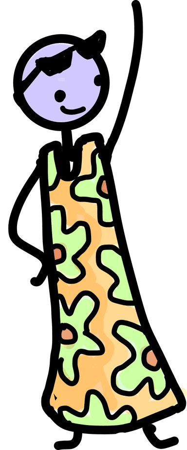 Stick drawing with a colourful dress