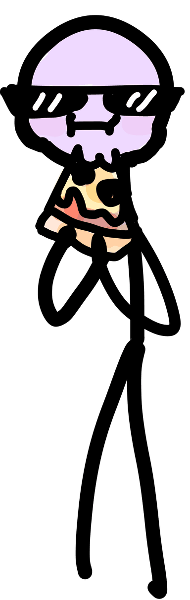 Stick drawing eating a pizza